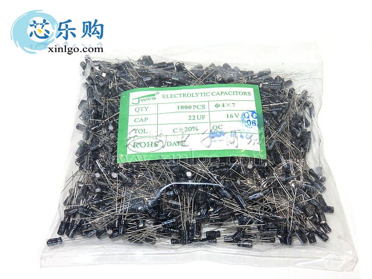 优质 直插 铝电解电容 16V22UF 体积;4*7MM 一包1000个/22元