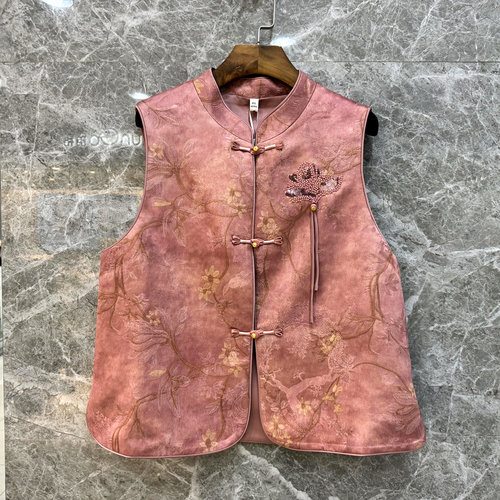 林依橱26B08 串珠流苏订花朵盘扣立领复古国风马甲外套秋装正品