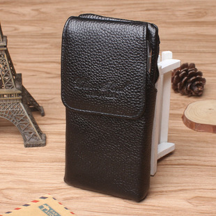 手机套 6.5寸牛皮腰包竖款 真皮腰包男士 穿皮带手机包5.5寸X5.8寸