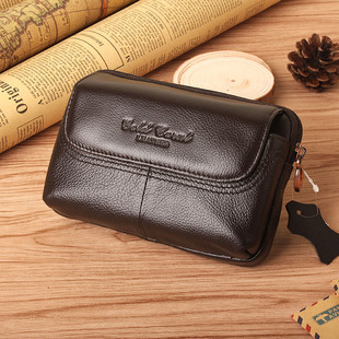 5.8 多功能头层牛皮腰包 5.5 真皮手机包穿皮带4.7 6寸零钱包 男士