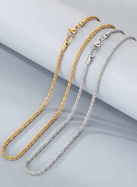 chains women men necklace fashion silvery twist golden bling