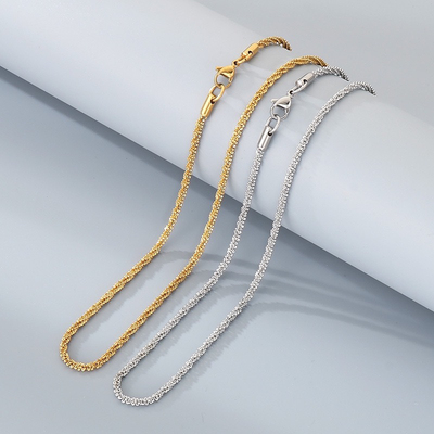 chains women men necklace fashion silvery twist golden bling
