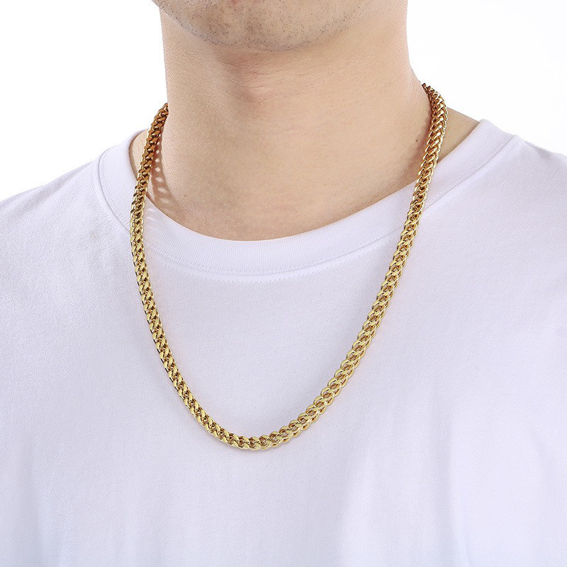 Mens Cuban Chain Necklace Gold Color Hip Hop punk Rock 2026