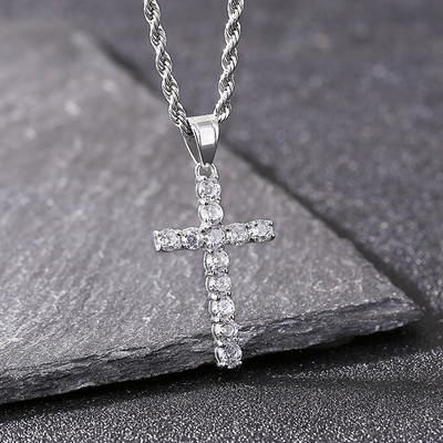 Cross necklace for men chains gold color bling hip-hop rock