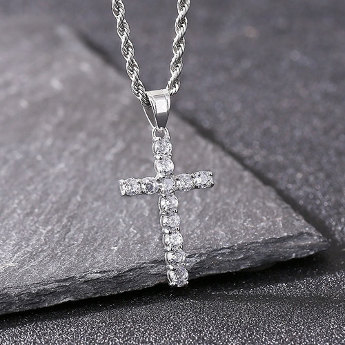 Cross necklace for men chains gold color bling hip-hop rock