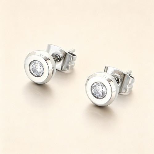 Women ear stud earrings fashion zircon silver color gift