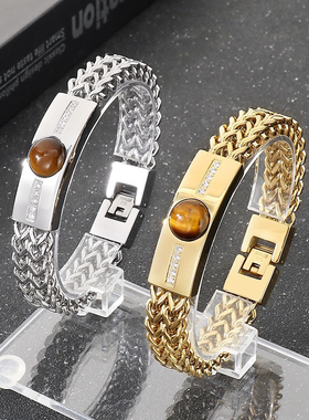 Mens bracelet gold color silver stylish punk rock rap hiphop
