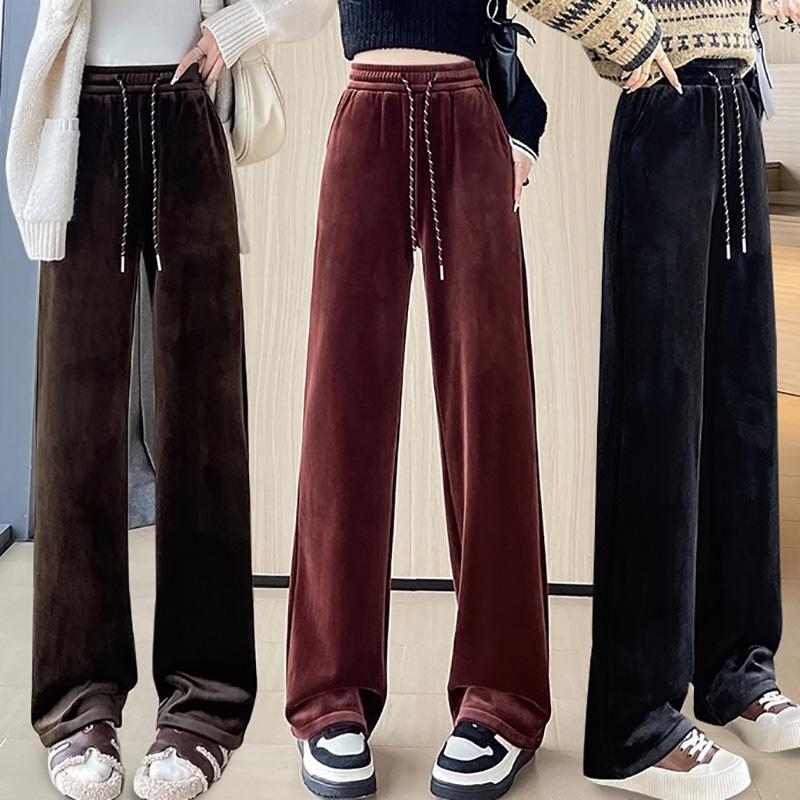 women wide-legged pants velvet trousers winter plus size 4XL