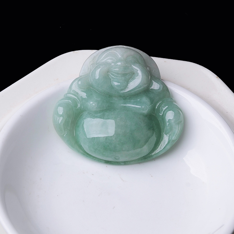 汇翠阁玉器a货翡翠弥勒佛吊坠缅甸保真大肚佛挂件冰糯种玉佛项坠