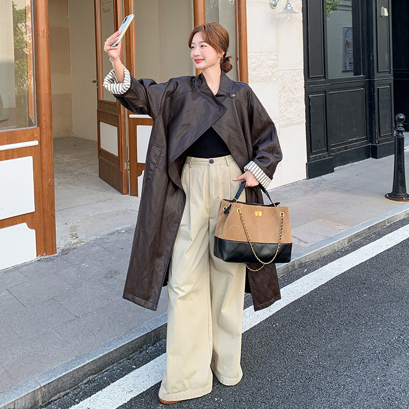 主推！数据好！2026春季皮风衣外套2B196-6072-P195控268,女装皮衣,2B196
