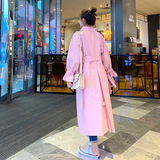 高级感超好看粉色风衣外套女春秋中长款2025新款韩系少女休闲大衣，女装风衣，浙宝206A（原202）