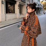 现货主推！2022冬撞色格子毛呢外套202-B01-P185控268，女装毛呢外套，浙宝206A（原202）