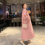 高级感超好看粉色风衣外套女春秋中长款2025新款韩系少女休闲大衣，女装风衣，浙宝206A（原202）