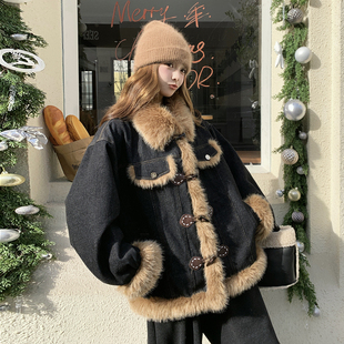 6109 18号出货 2B196 牛仔拼毛外套 P225控338 2025冬季