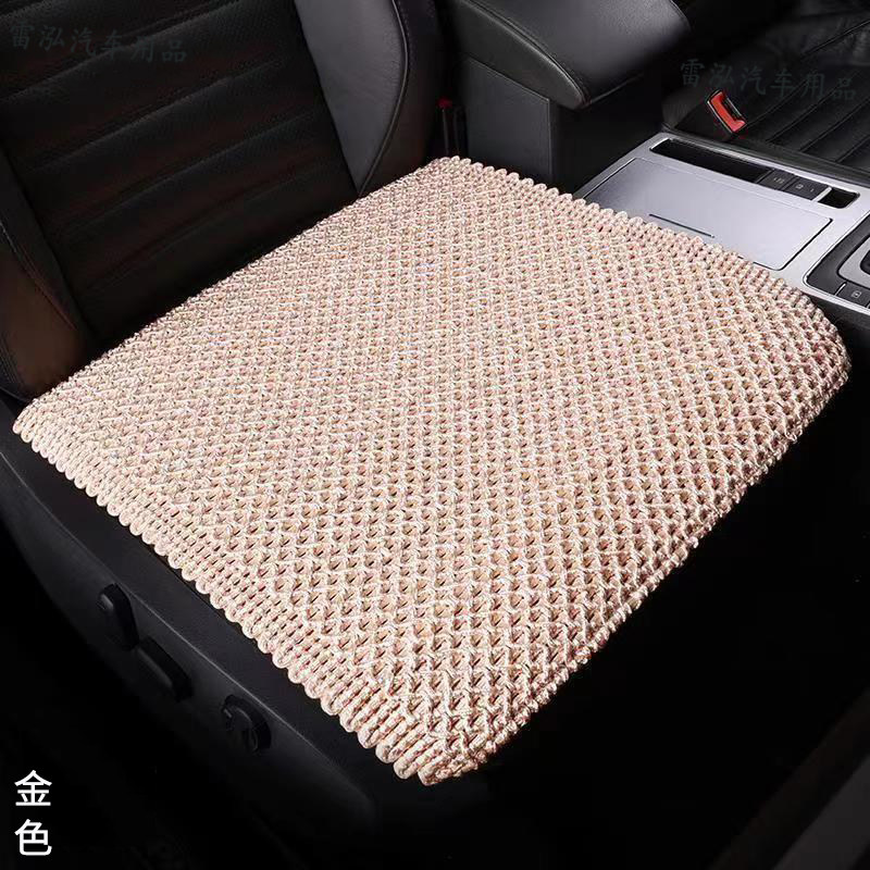 手工编织汽车坐垫四季通用单片无靠背防滑透气夏季冰丝凉垫车座垫