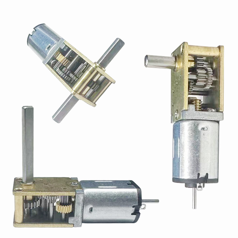 N20-1218蜗轮蜗杆直流减速电机齿轮马达加长轴双轴3V6V12V后出轴图片
