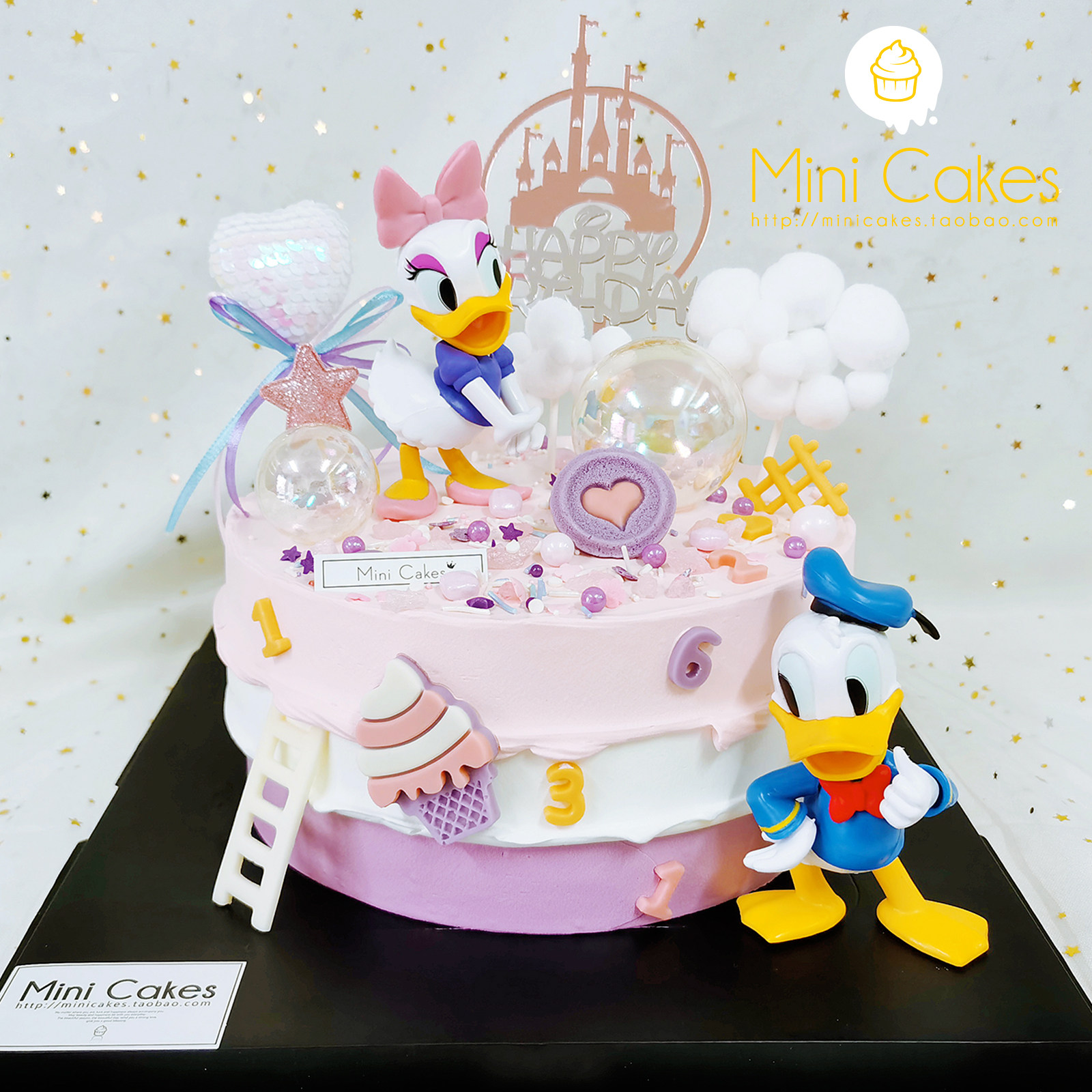 新款迪斯尼黛丝唐老鸭米奇妮卡通创意生日蛋糕宝宝女神孩朋友闺蜜