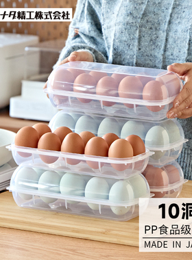 日本进口sanada冰箱鸡蛋收纳盒透明防摔塑料食品保鲜储藏盒蛋托架