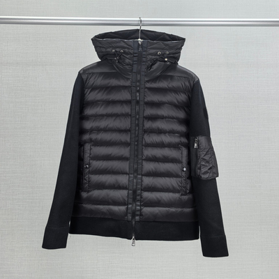 鹭蒙口砦2025新款针织拼接羽绒服男短款连帽保暖秋季拉链开衫外套