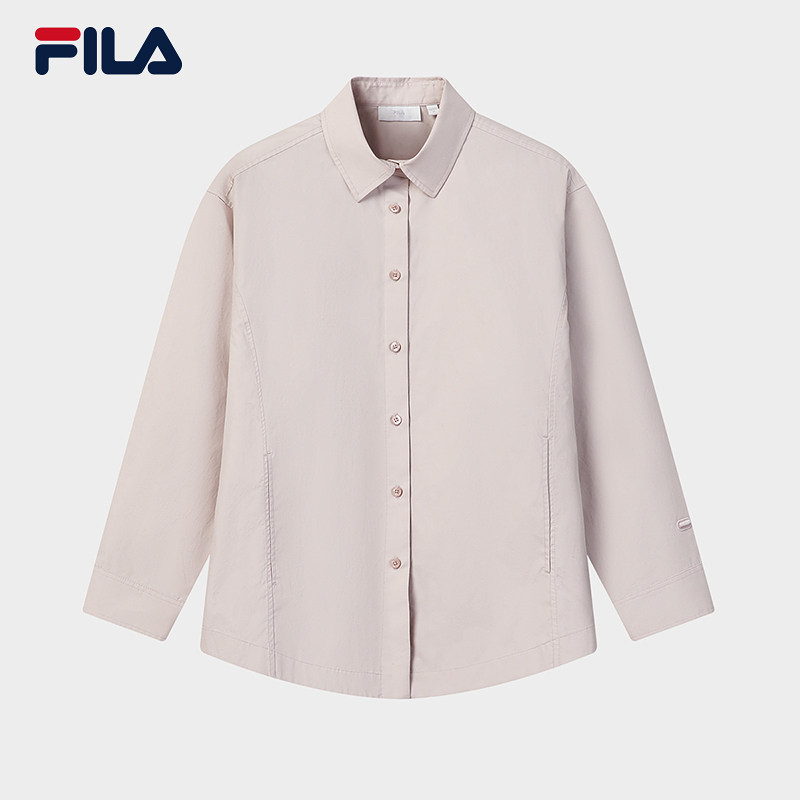 FILA 斐乐官方女子梭织长袖衬衫2026春新款休闲简约纯棉宽松上衣