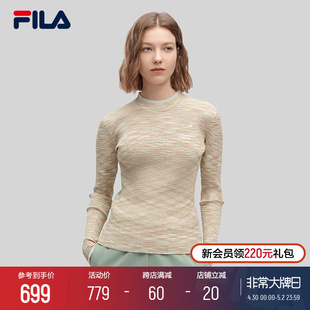 时尚 新款 2024春季 FILA 休闲满印修身 斐乐官方女子编织衫 套头毛衣