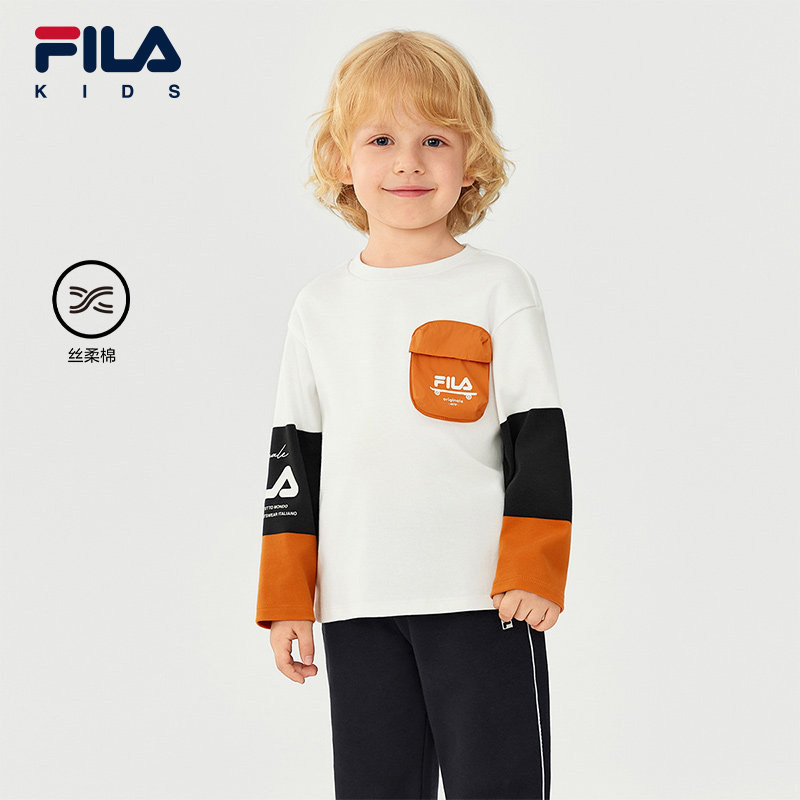 FILA KIDS斐乐童装男小童长袖T恤2025冬季新款儿童舒适纯棉上衣潮,童装/婴儿装/亲子装,T恤,淘宝优惠券,粉丝福利购,淘宝优惠卷