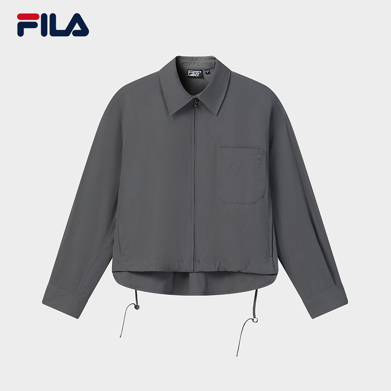 FILA 斐乐官方女士梭织外套2026夏新款宽松衬衫简约百搭翻领上衣