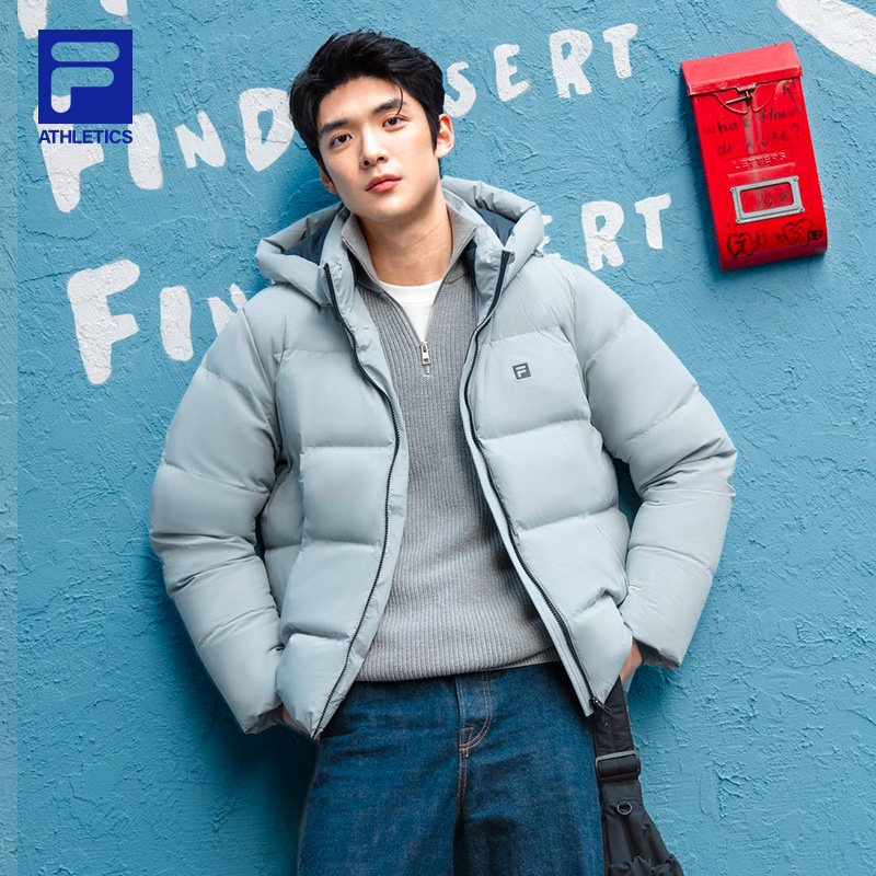 鹅绒FILA飞羽斐乐中长款羽绒服2025冬宽松运动健身保暖连帽外