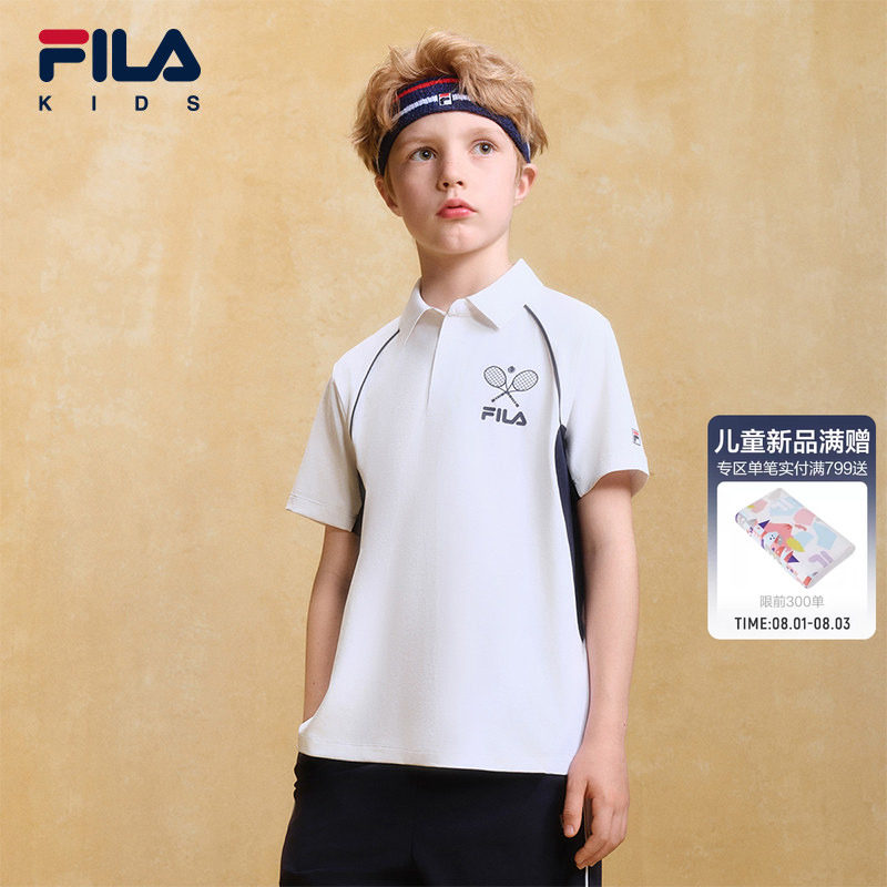 FILA KIDS斐乐童装男大童短袖POLO衫2026秋新款儿童网球运动上衣
