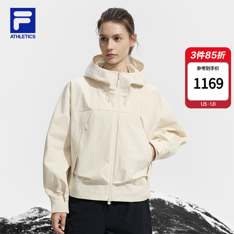 FILA 斐乐官方女士梭织外套2025冬新款户外运动宽松拼色连帽上衣,运动服/休闲服装,运动茄克/外套,淘宝优惠券,粉丝福利购,淘宝优惠卷