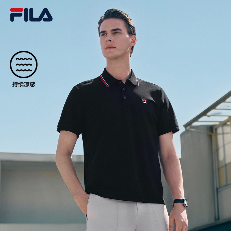 凉感|FILA 斐乐菁英男子针织短袖POLO衫2026夏季新款休