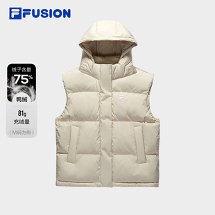 休闲连帽外套 时尚 FILA FUSION斐乐潮牌女子羽绒马甲2025冬新款