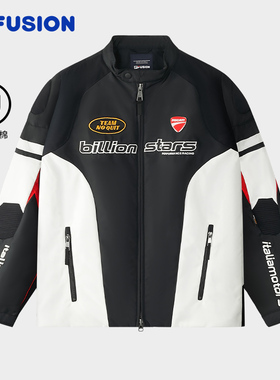 FILA FUSION｜DUCATI斐乐潮牌棉服男2025冬新款时尚拼色机车外套