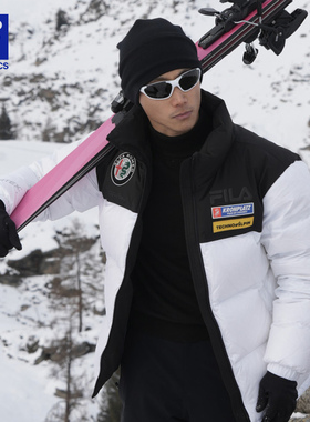 FILA 4810凌峰鹅绒斐乐中长款羽绒服2025冬男士滑雪保暖运动外套