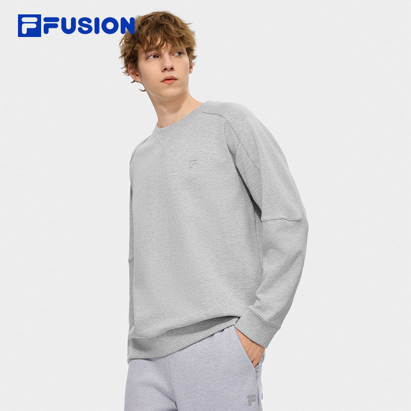 FILA FUSION斐乐潮牌男子套头卫衣2025冬季新款休闲宽松针织上衣