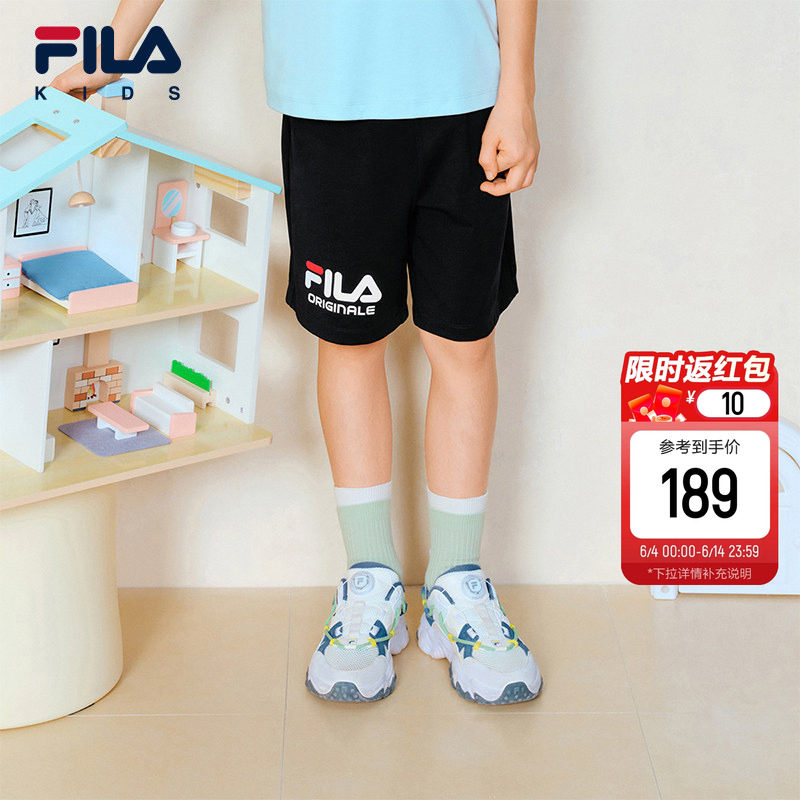 FILA KIDS斐乐童装儿童透气针织五分裤夏季款男女大小童休闲短裤