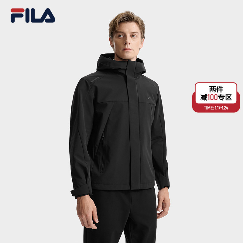 FILA斐乐官方男梭织外套25冬新款时尚简约舒适休闲连帽防泼水上衣,运动服/休闲服装,运动茄克/外套,淘宝优惠券,粉丝福利购,淘宝优惠卷