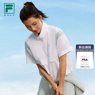 女2026夏季 何沐妮同款 FILA斐乐梭织短袖 衫 高尔夫运动凉感T恤 新款