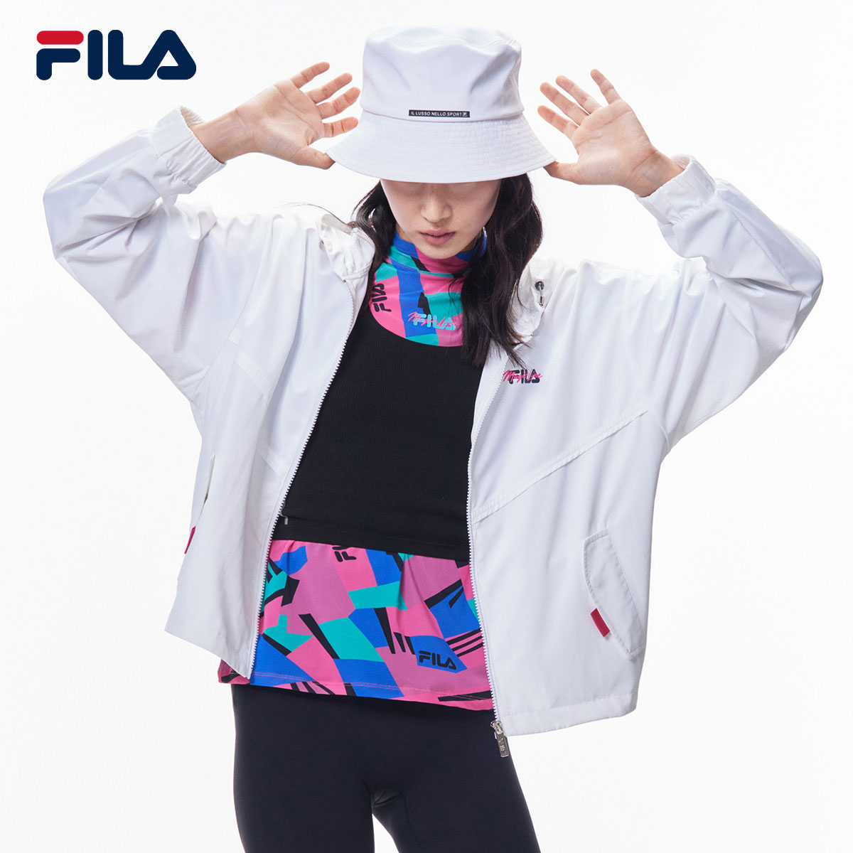fila斐乐官方女士连帽外套2021秋季新款潮流梭织时尚