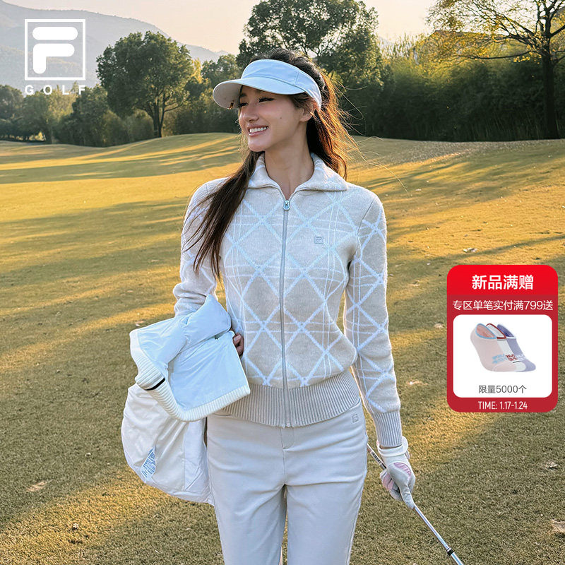 殷若宁同款FILA斐乐官方长袖编织外套女春季新款高尔夫运动毛衣,运动服/休闲服装,运动毛衣/线衫,淘宝优惠券,粉丝福利购,淘宝优惠卷