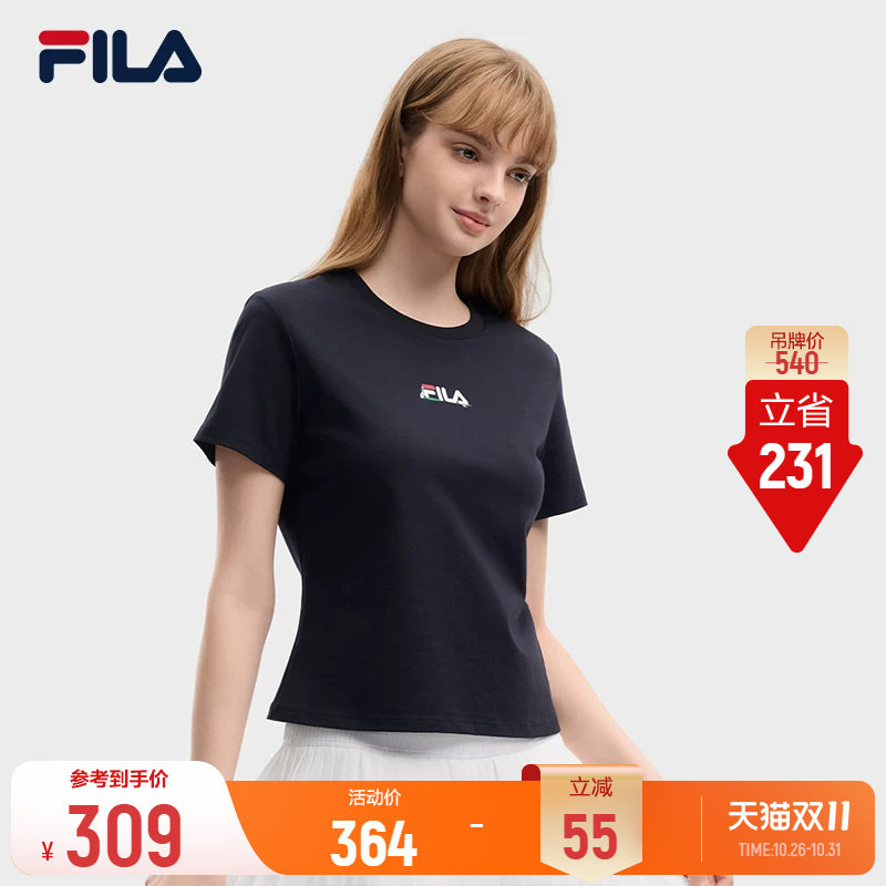 斐乐网球随型T│FILA女子短袖衫26秋季新款正肩纯棉修身短款上衣