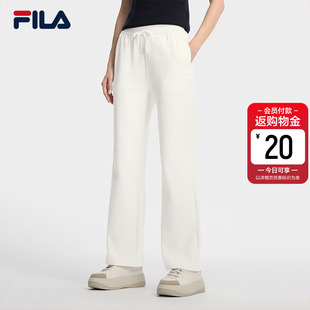 FILA 白色休闲微喇裤 MUSE斐乐女士针织长裤 新款 2026春季 YODAR裤