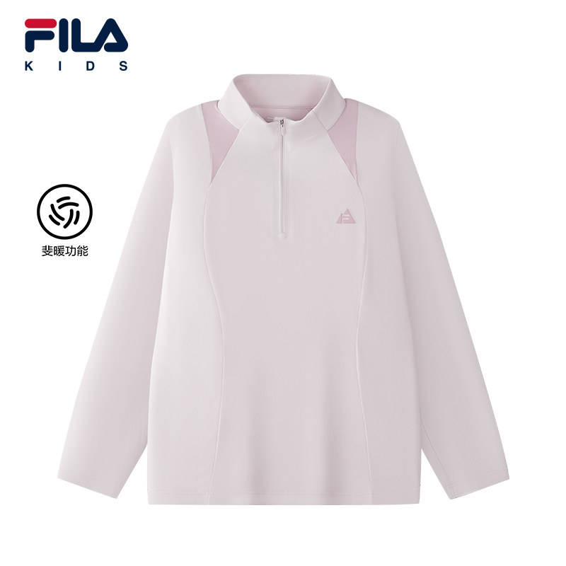 FILA KIDS斐乐童装女大童长袖T恤26冬季新款儿童保暖运动上衣