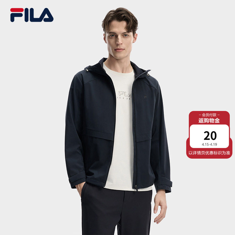 FILA 斐乐官方男士梭织外套2026春新款日常休闲舒适百搭连帽上衣