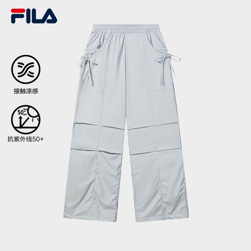 防晒凉感|FILA 斐乐官方女士梭织长裤2026夏季新款宽松裤子