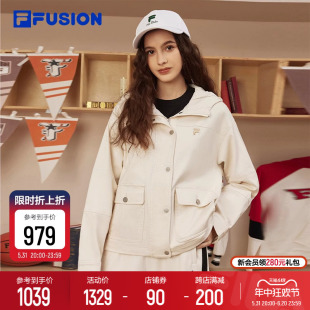 时尚 夹克 宽松连帽工装 FUSION斐乐潮牌梭织外套女2024春新款 FILA