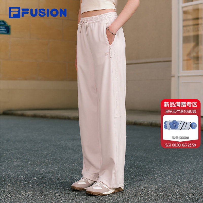 FILA FUSION斐乐潮牌女针织长裤2026夏新款时尚休闲宽