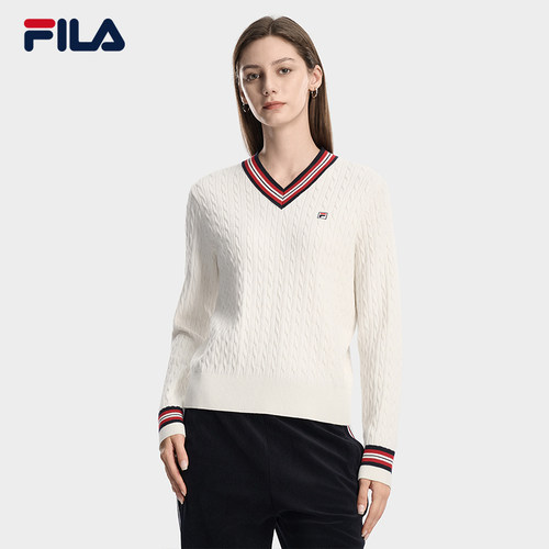 FILA斐乐官方长袖编织衫毛衣女