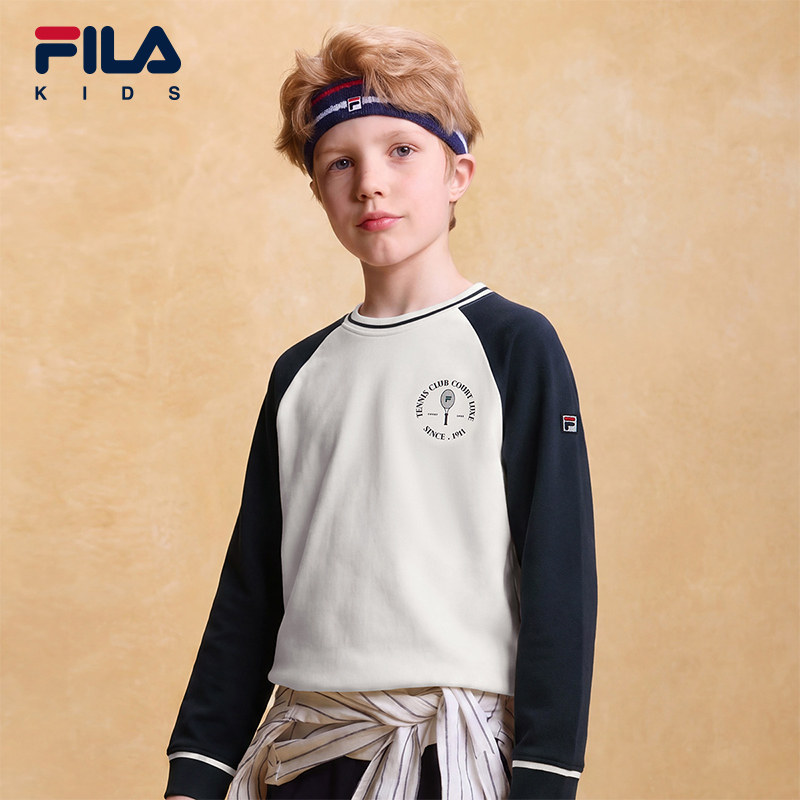FILA KIDS斐乐童装男大童长袖T恤26秋季新款儿童网球运动上衣