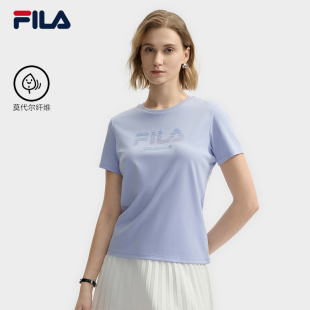 2025夏新款 FILA 衫 時尚 斐樂官方女子針織短袖 休閑簡約舒適圓領T恤